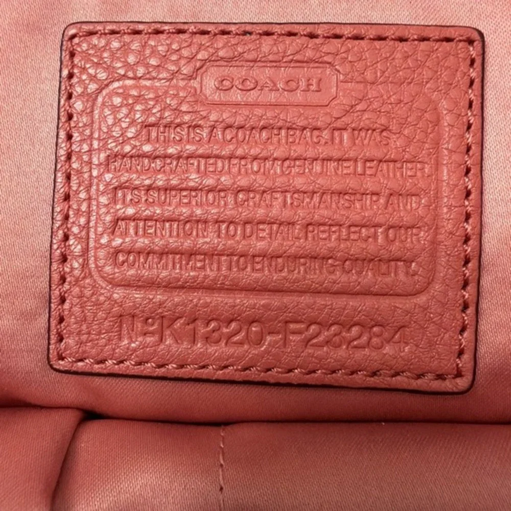 Coach F23284 Pebbled Leather Hobo Shoulder Bag Coral Red Zip Top.    ‎   5171